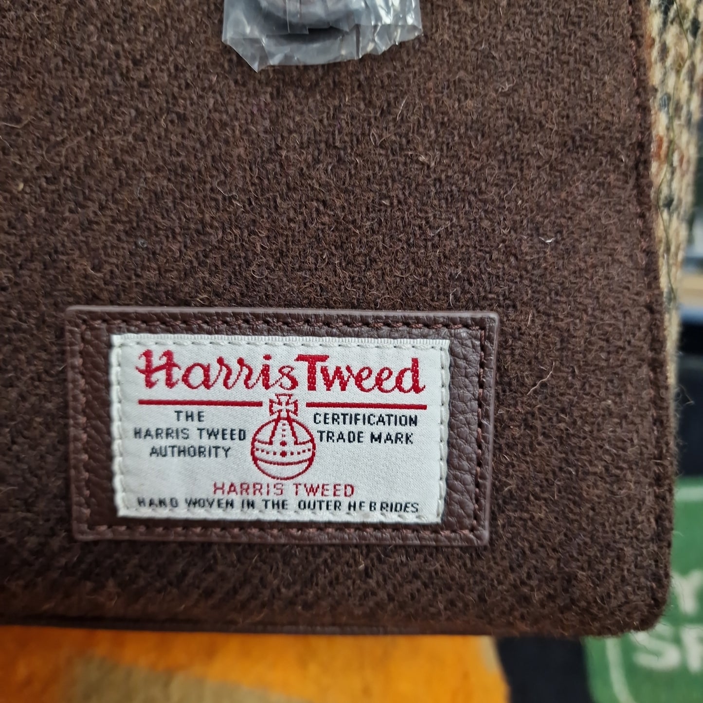 ### SALE ### Harris Tweed and Leather Panel Olivia tote bag brown and check