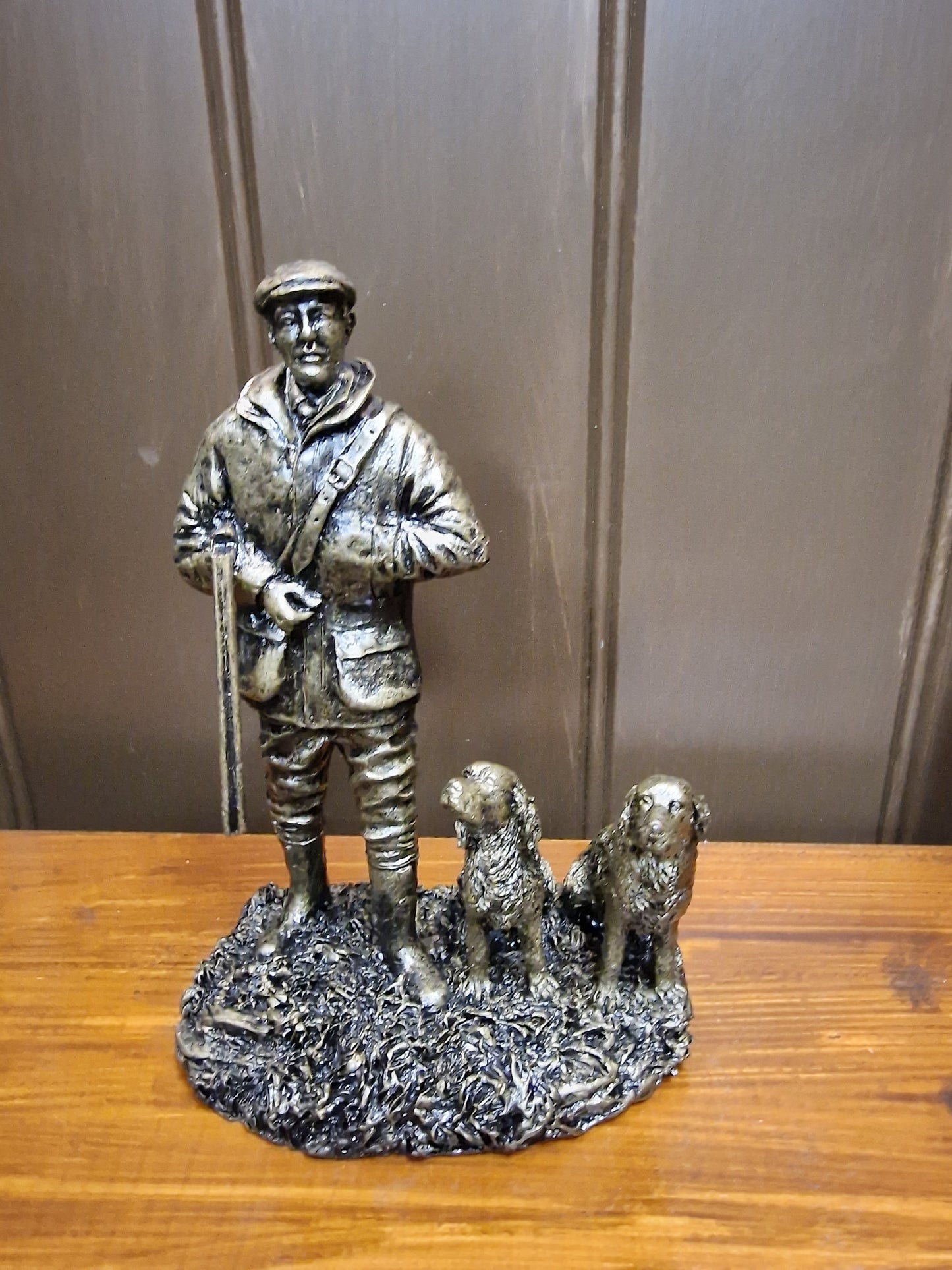 Handmade in UK Patina Bronze Sculpture out with Spaniels