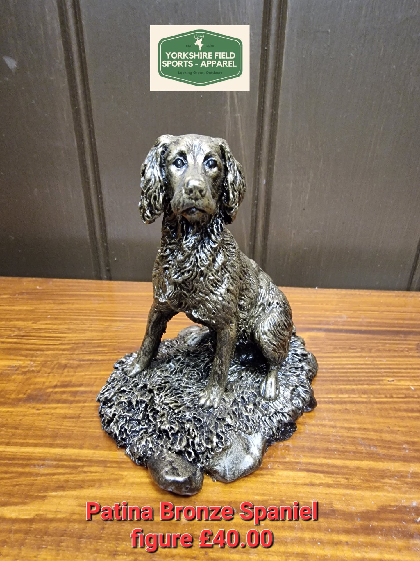 Patina Bronze Handmade Sculpture Single Spaniel Sitting