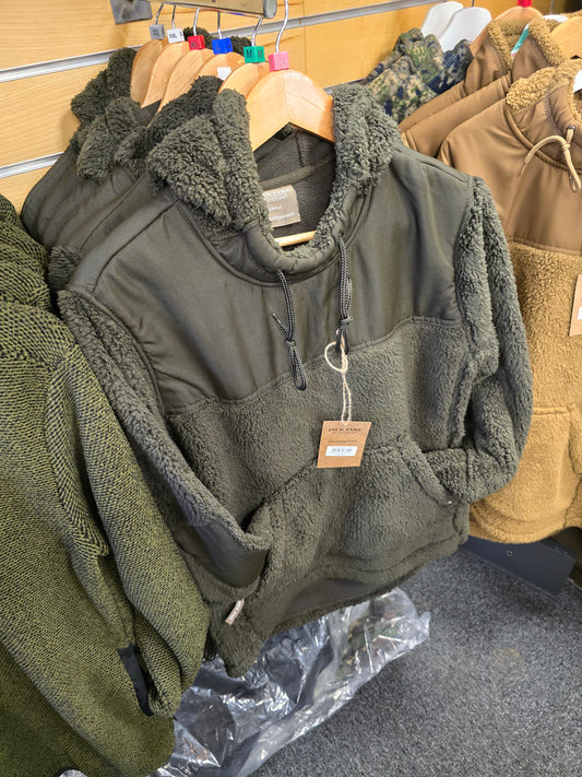 Jack Pyke Sherpa Fleece Hoodie Gen 2 Green and Camel