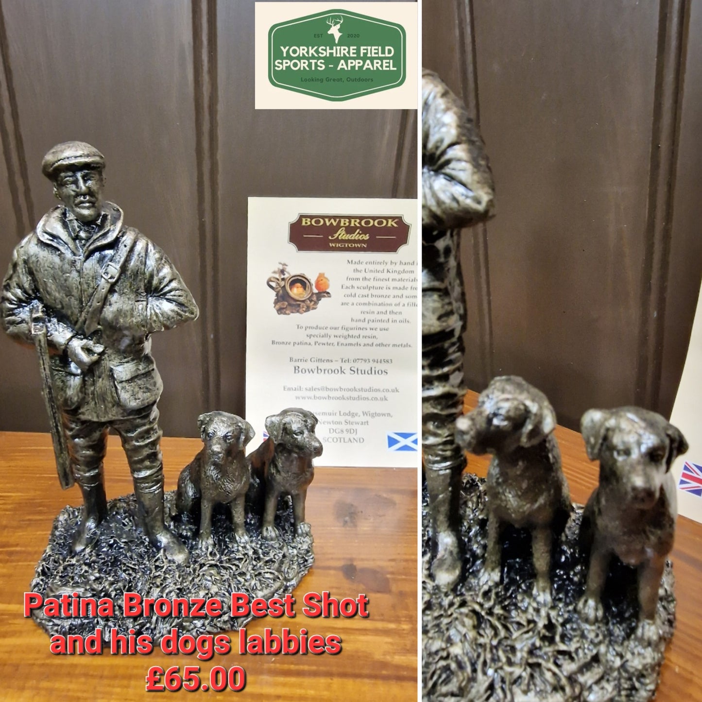 Patina Bronze Handmade Sculpture Best shot and his labbies