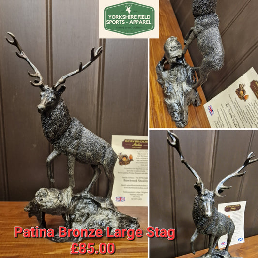 Patina Bronze Handmade Sculpture Large Stag