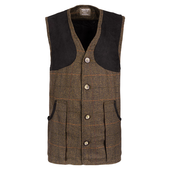 Jack Pyke Shooting Vest Gilet Brown Tweed