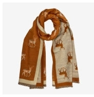 Stag embroidered reversible cashmere blend large scarf