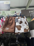 HAZY BLUE Rugby lineout shorts in brown cow print