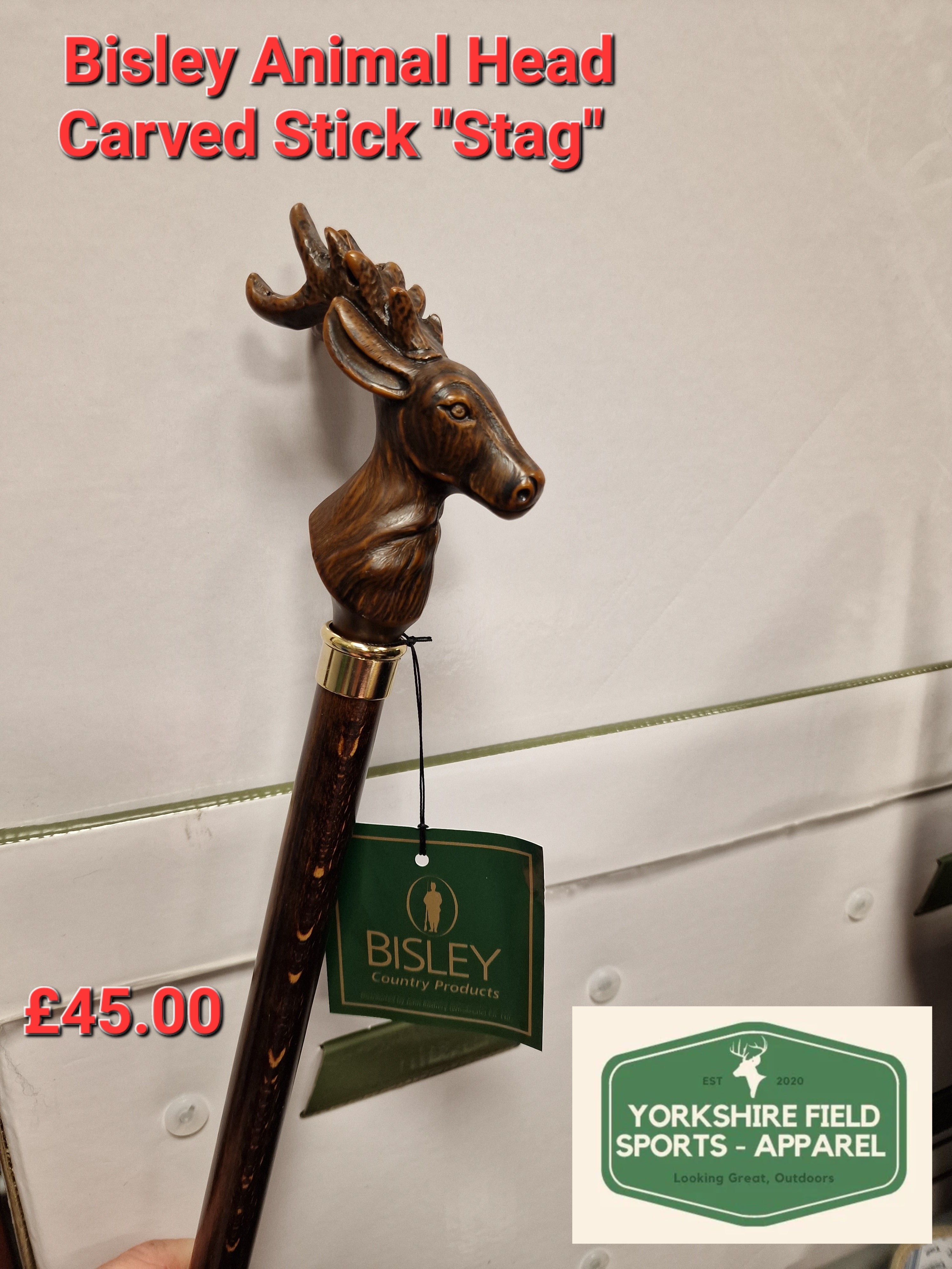 Bisley Animal Head Carved Stick