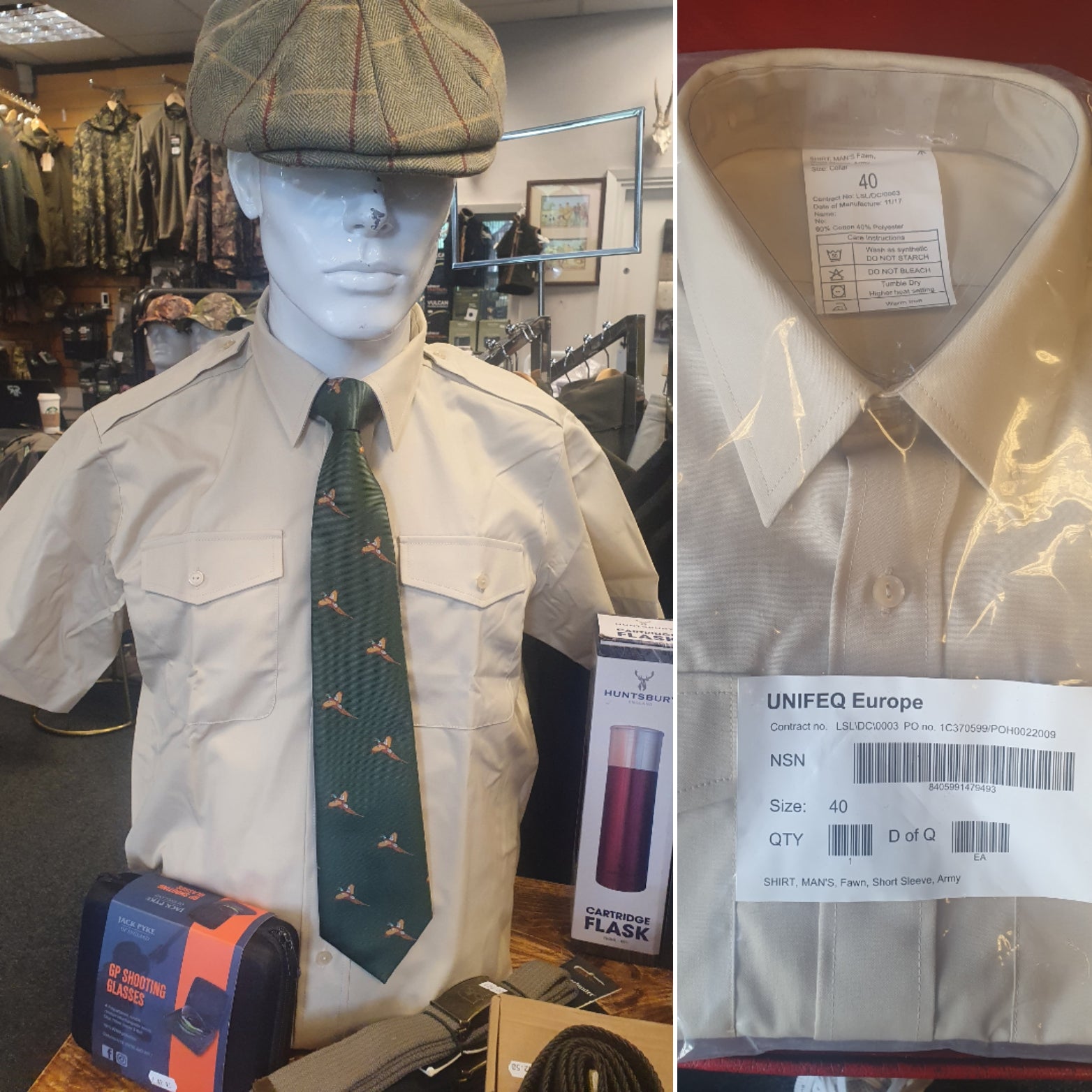 Mens Short Sleeved Fawn Army Shirts